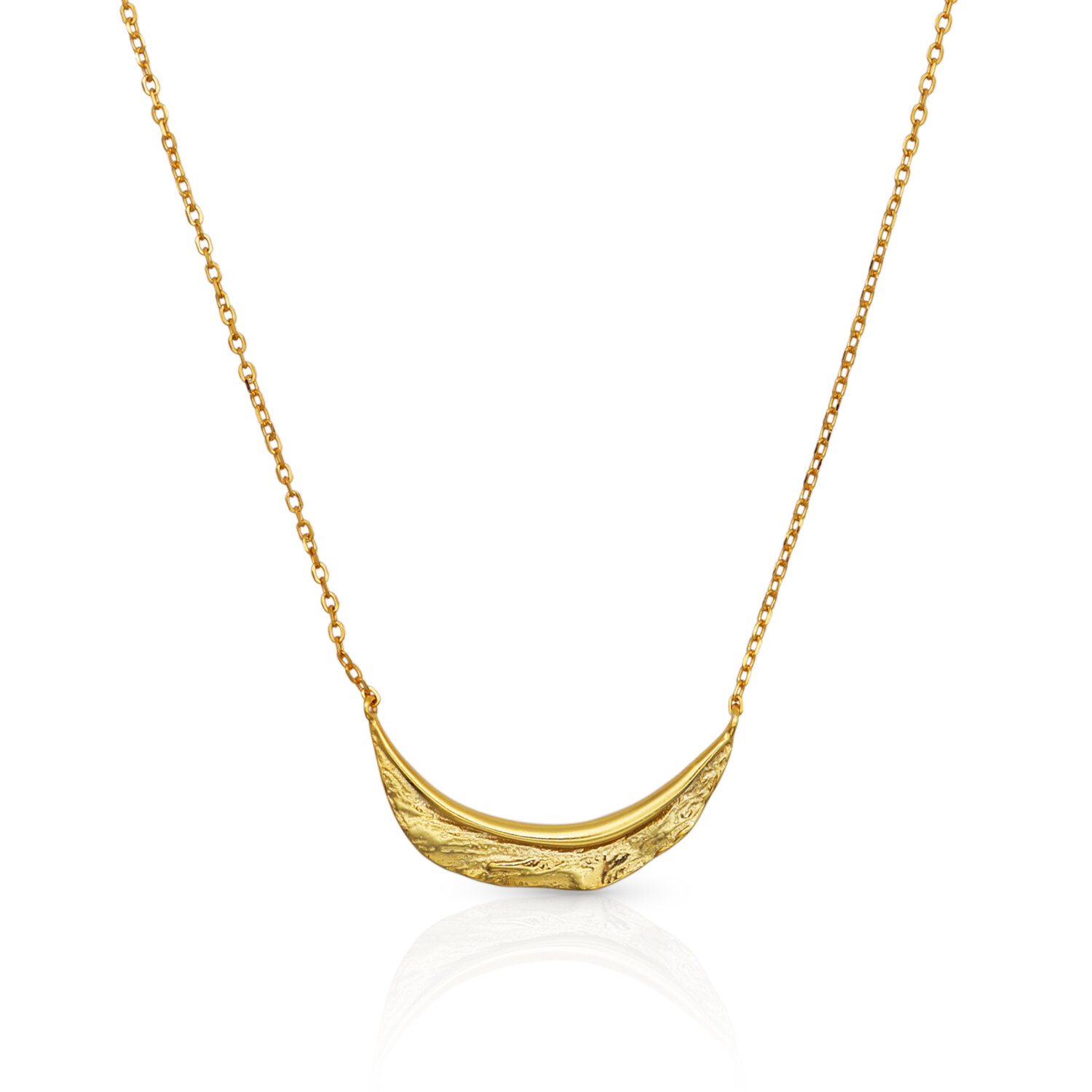 Halsketting gold plated blad glimlach model GO