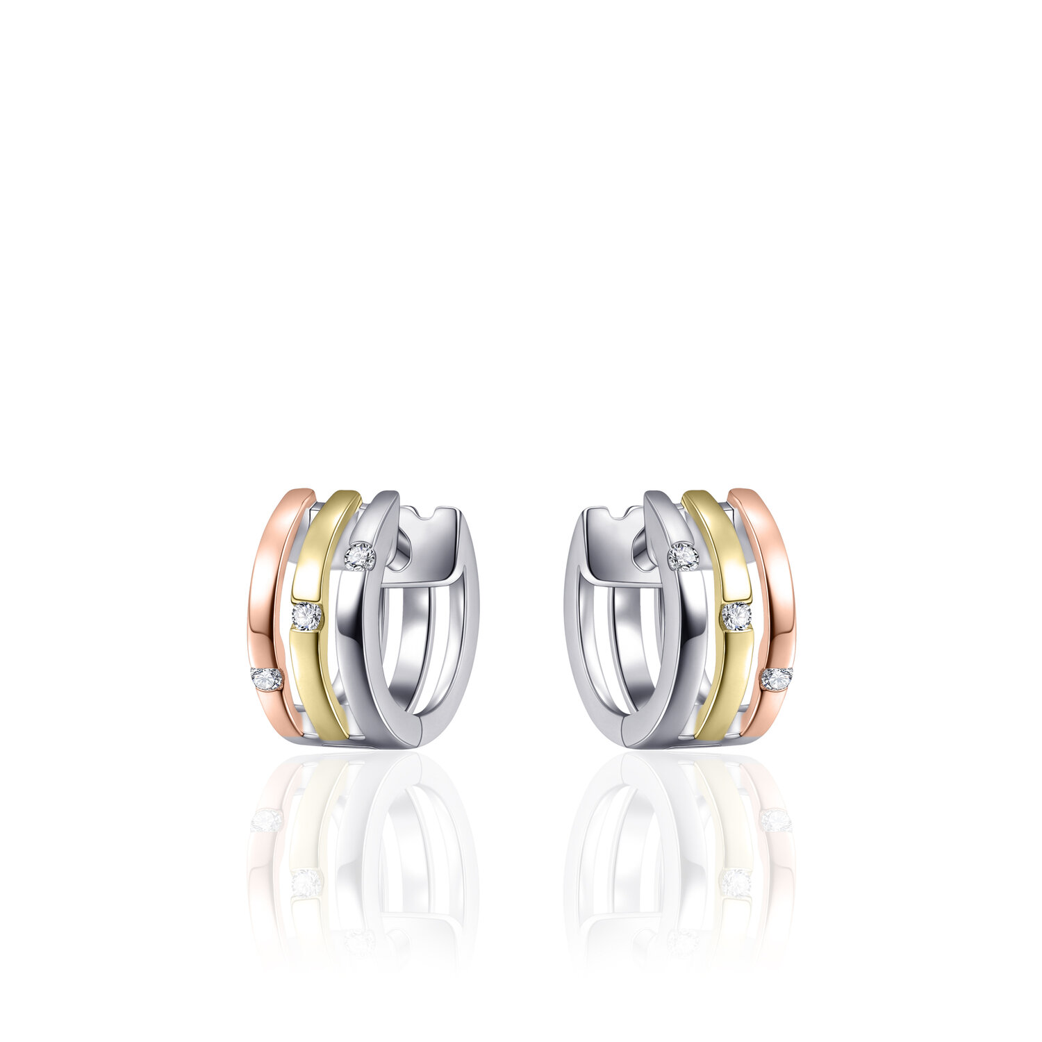 Klapoorbellen tri color zirkonia model BS