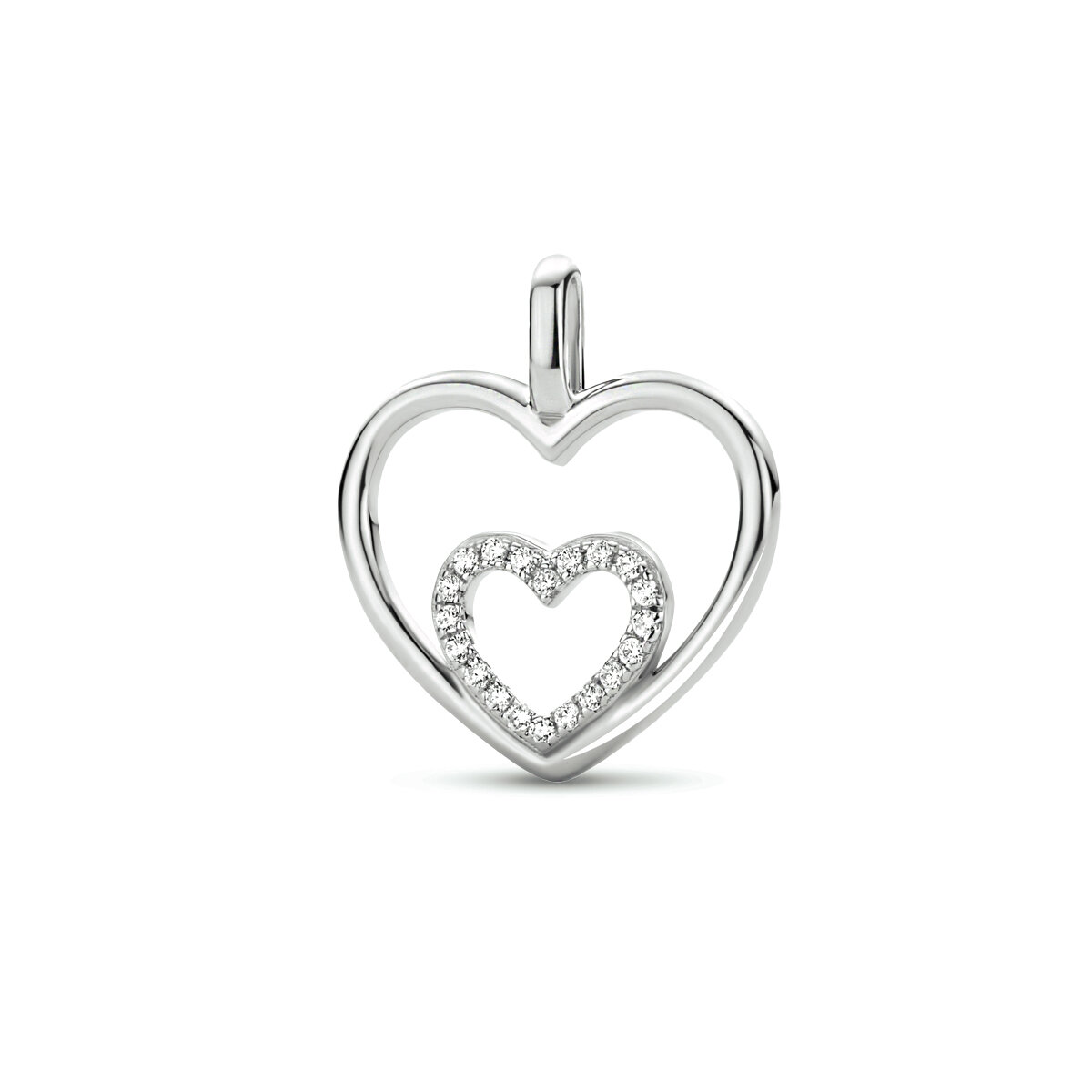 Halsketting 925 zilver hanger Hart zirkonia model ED