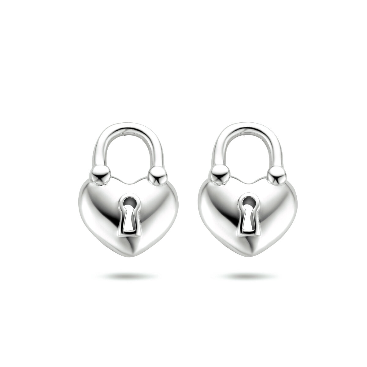 Oorbellen 925 zilver hartje slot model EB