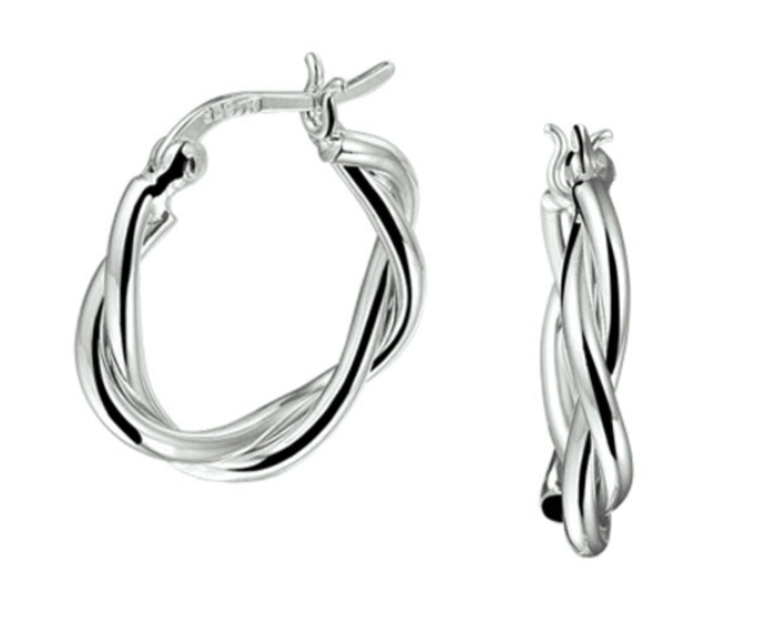 Oorbellen 925 zilver gedraaid 22 mm. model EF