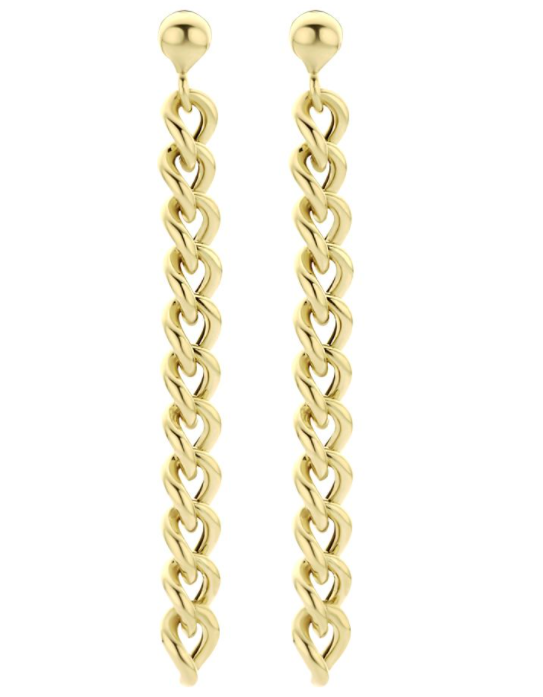 Oorbellen schakel 5 cm. gold plated model CQ