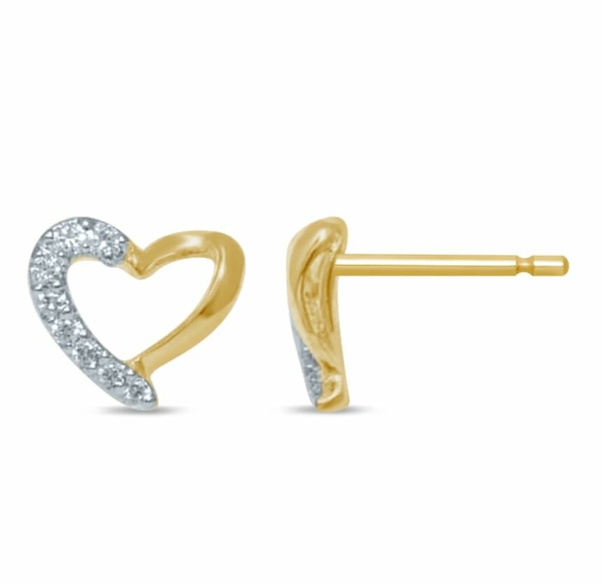Oorbellen 14 karaat goud diamanten hart model BC
