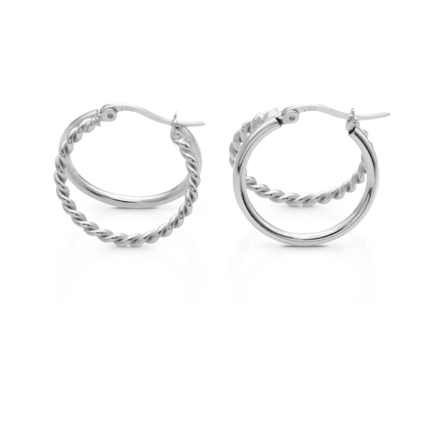 Oorbellen 925 zilver gevlochten & gepolijst model DN