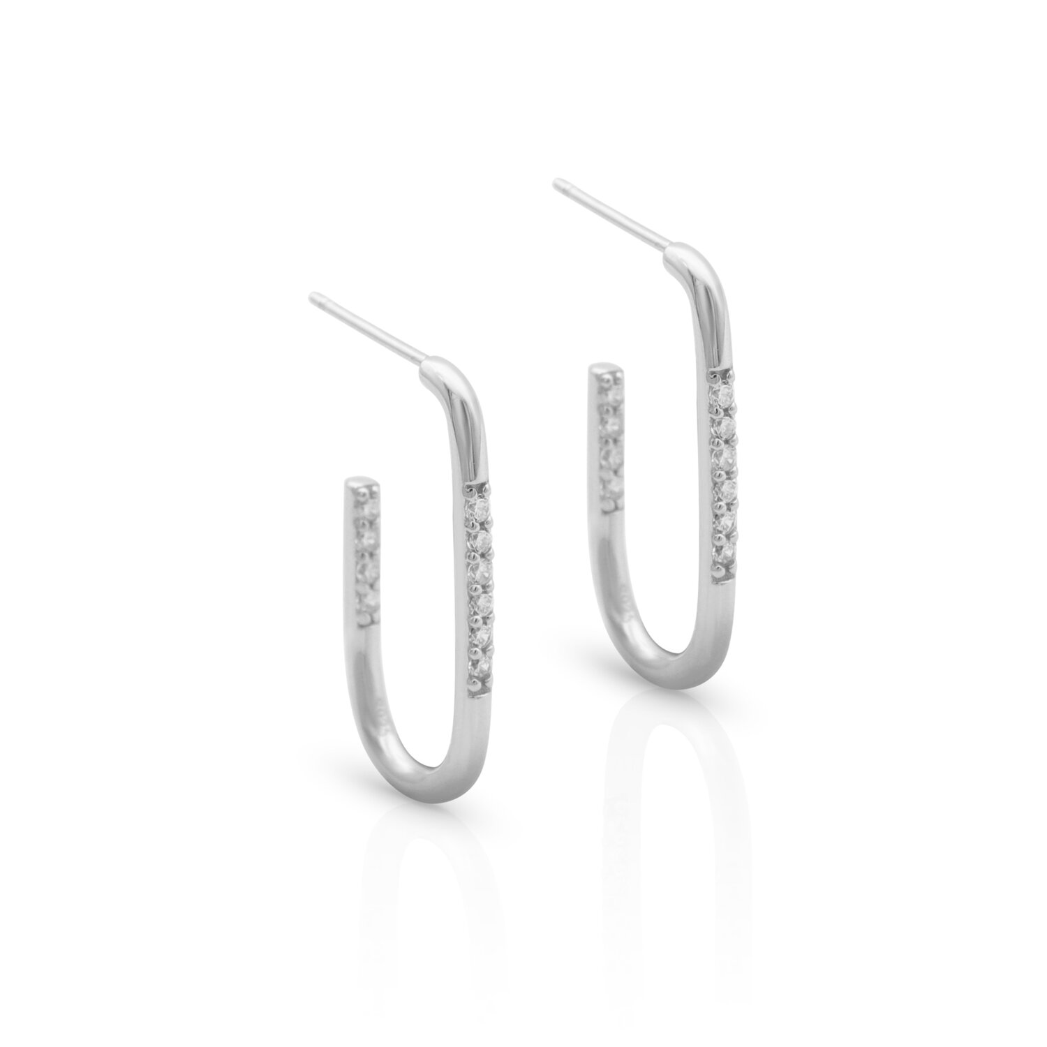 Oorbellen 925 zilver paperclip zirkonia model DG