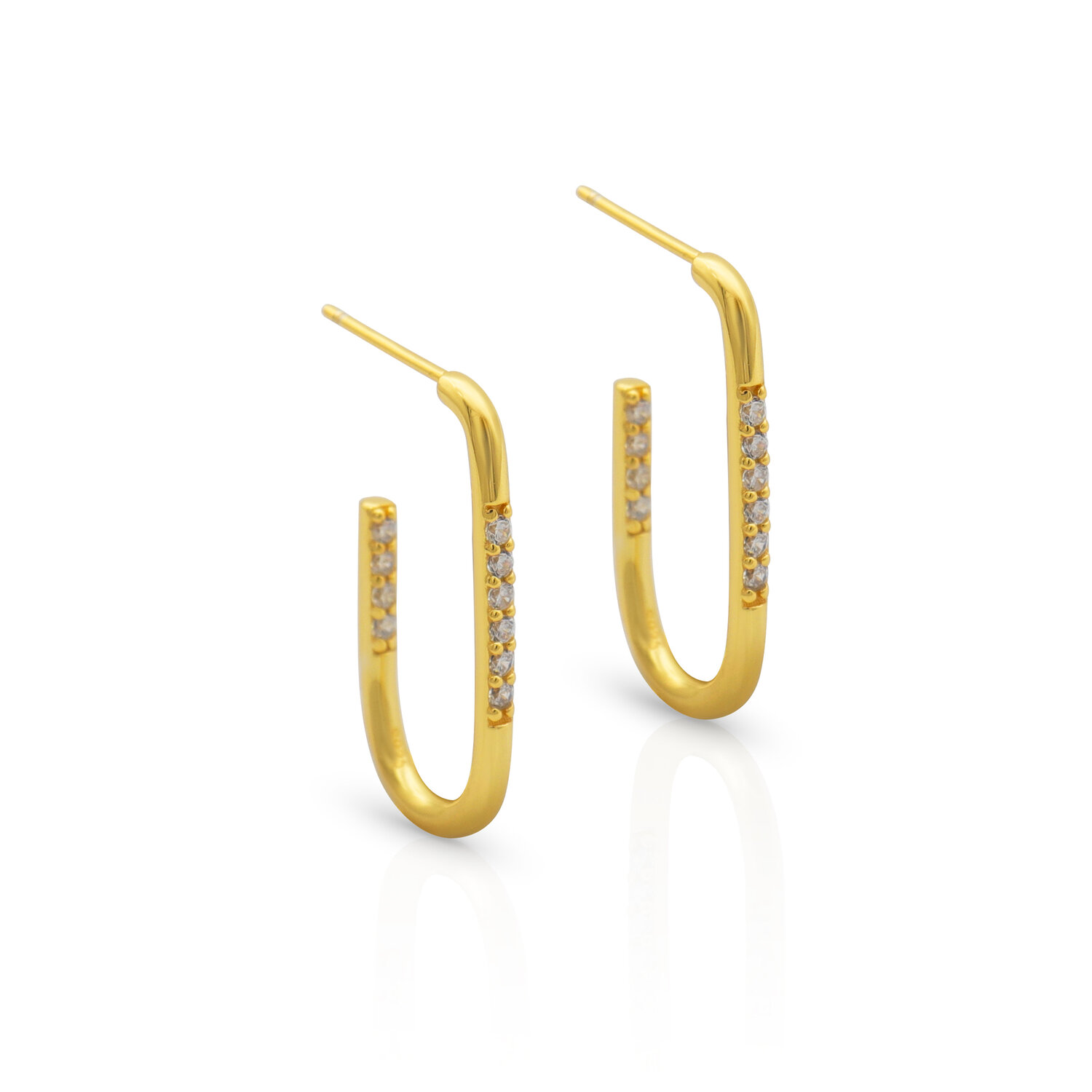 Oorstekers paperclip zirkonia gold plated model DH