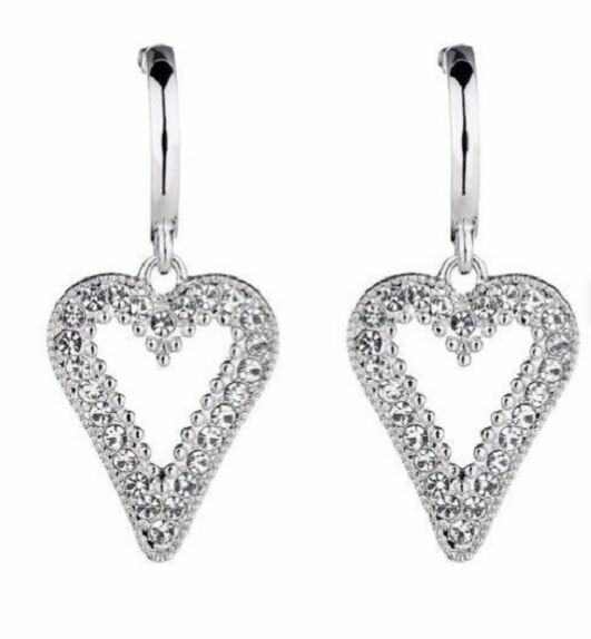 Oorbellen silver plated hart belegd zirkonia model CC