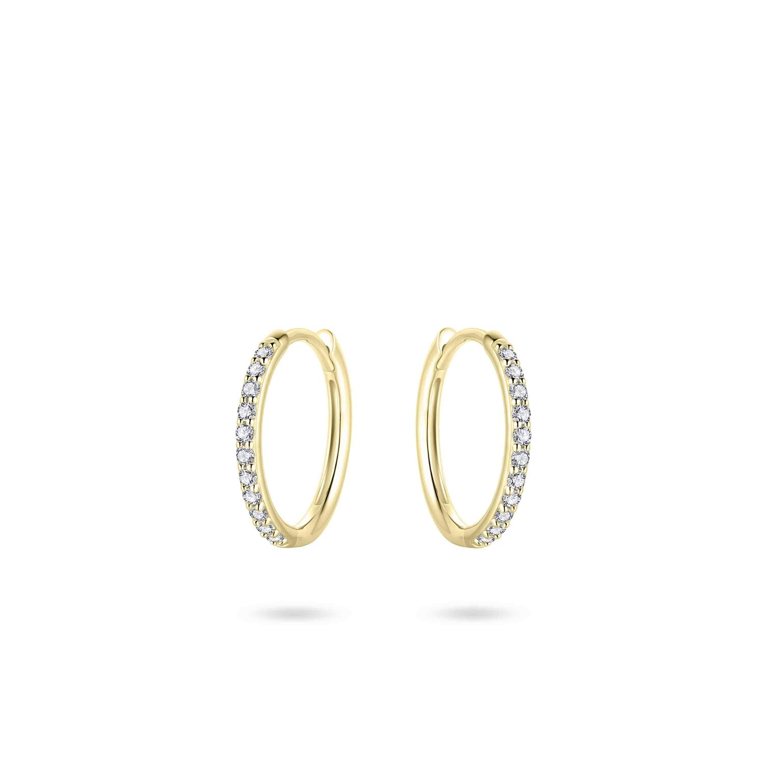 Oorringen 14 karaat goud briljant 12 mm. model AQ