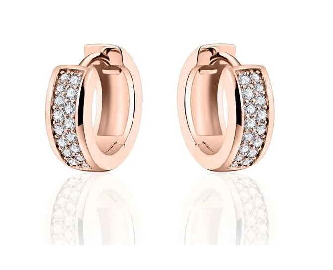 Klapoorbellen zirkonia 15 mm. rosé plated model ID