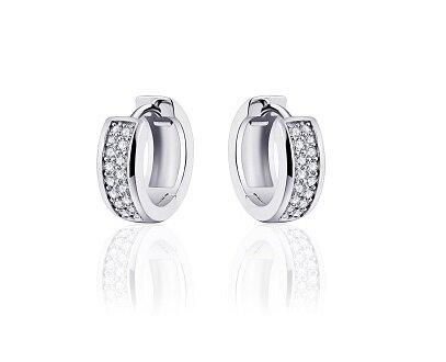 Klapoorbellen 925 zilver zirkonia 15 mm. model IF