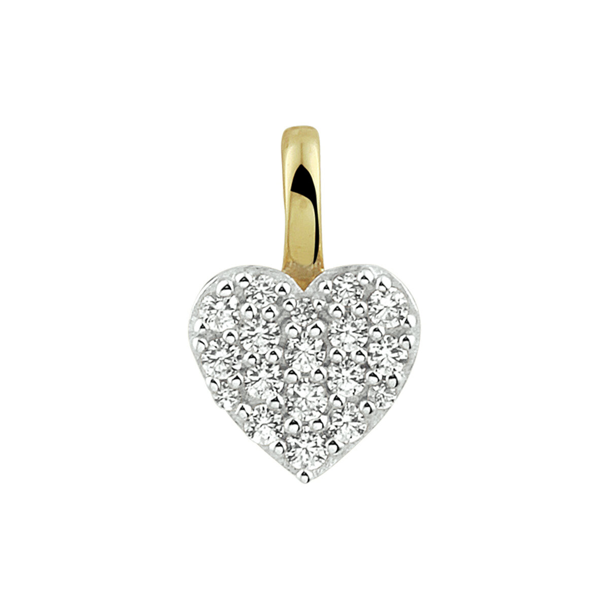 Halsketting 14 karaat goud hart bicolor zirkonia model CZ