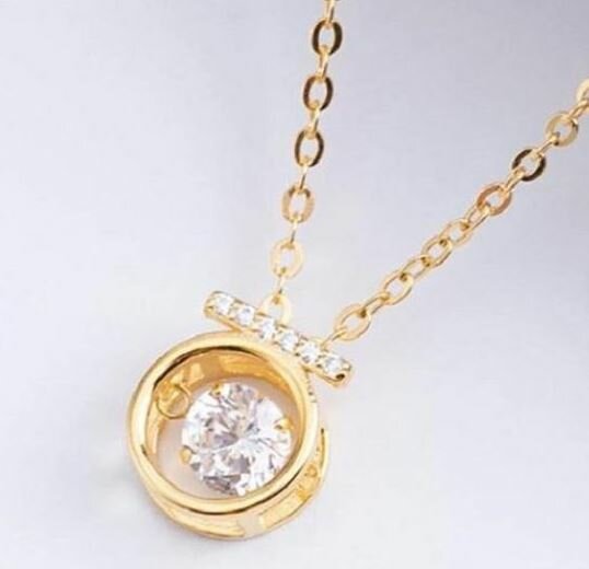 Halsketting gold plated rondje zirkonia model DO