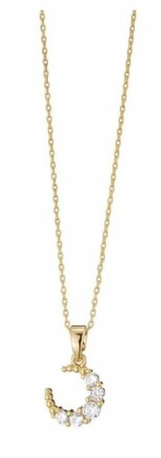 Halsketting gold plated hanger maan zirkonia model DV