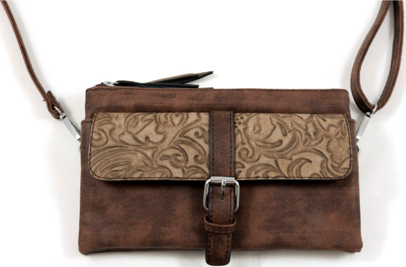 Kleine schouder- & handtas camel 21 x 12 cm.