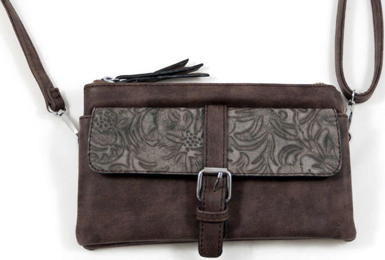 Kleine schouder- & handtas taupe 21 x 12 cm.