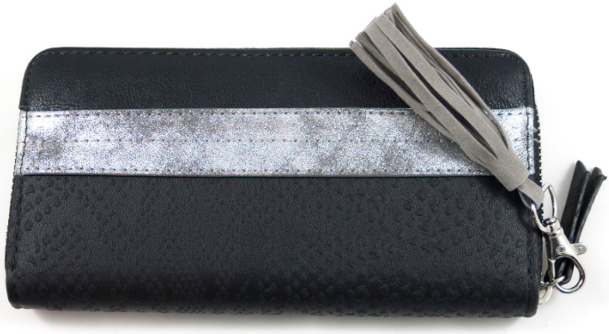 Portemonnee zwart 19 x 10 cm.