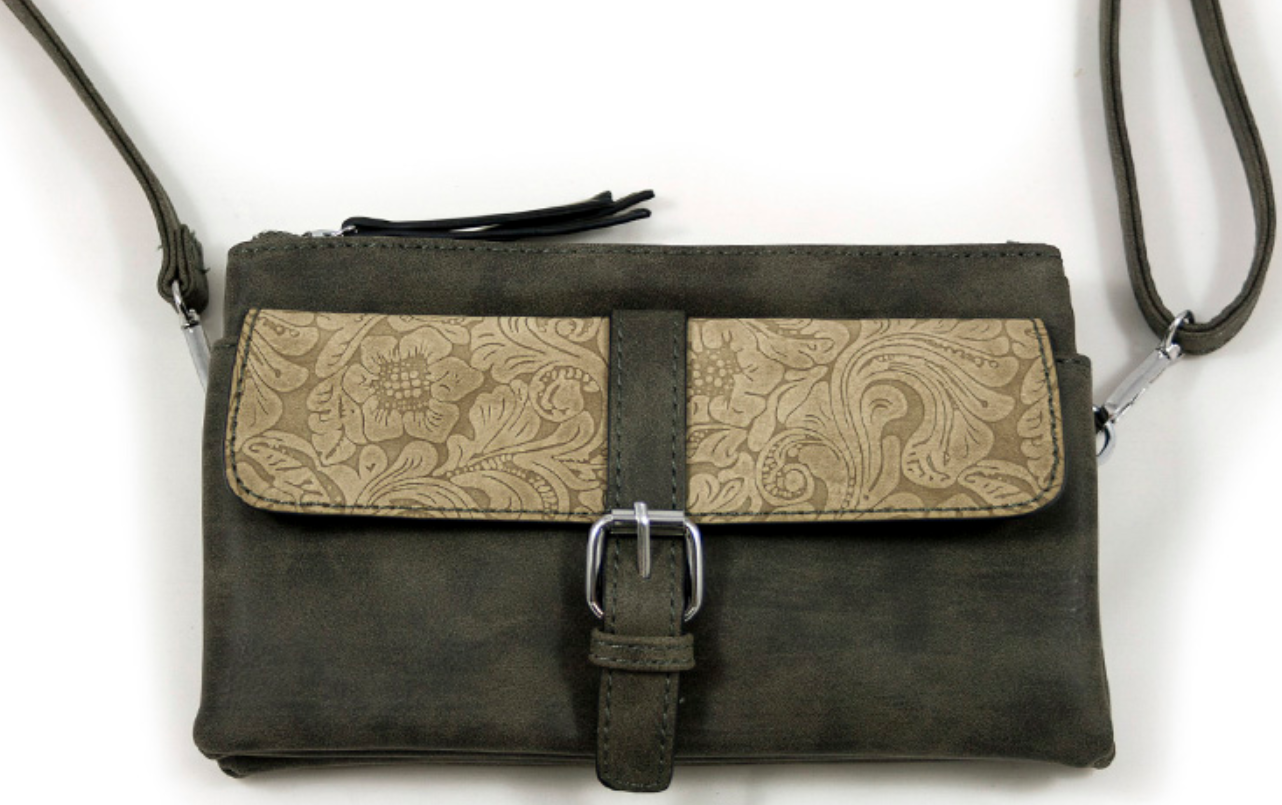 Kleine schouder- & handtas groen 21 x 12 cm.