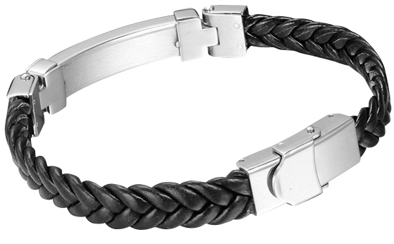 Kunstleren armband zwart & sluiting rvs model BL