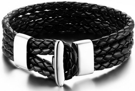 Kunstleren armband zwart 21 cm.