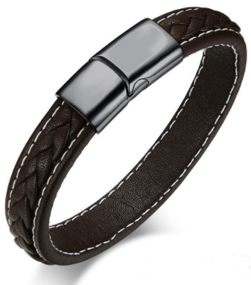 Leren armband bruin & sluiting zwart