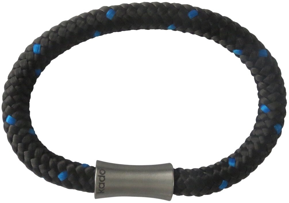 Koord armband zwart blauw & sluiting zilver model BW