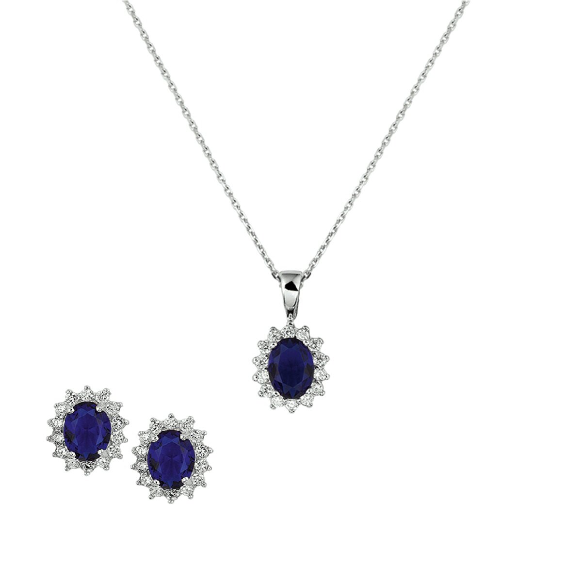 Bruidssieraden set 925 zilver blauwe saffier & zirkonia