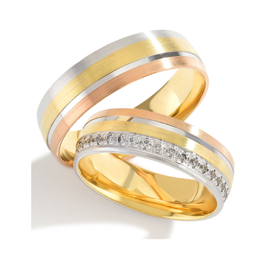 Trouwringen Tricolor Goud model 5015 | Stel uw eigen set samen