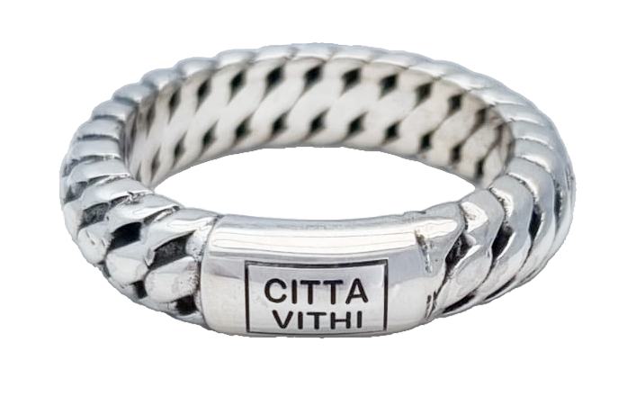 Zilveren ambachtelijke CITTA VITHI Buddha ring model 191