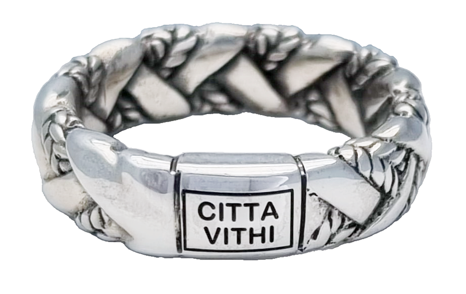 Zilveren ambachtelijke CITTA VITHI Buddha ring model 192