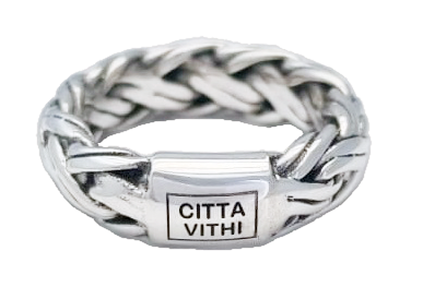 Zilveren ambachtelijke CITTA VITHI Buddha ring model 193