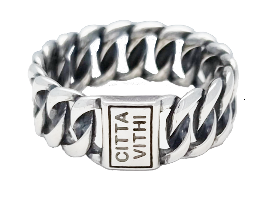 Zilveren ambachtelijke CITTA VITHI Buddha ring model 166