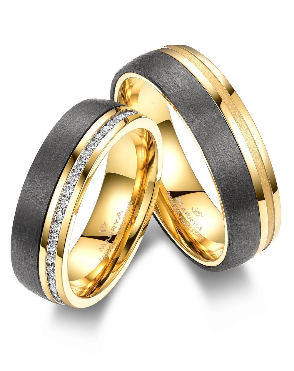 Trouwringen Carbon & Edelstaal model 1023 | Stel uw eigen set samen