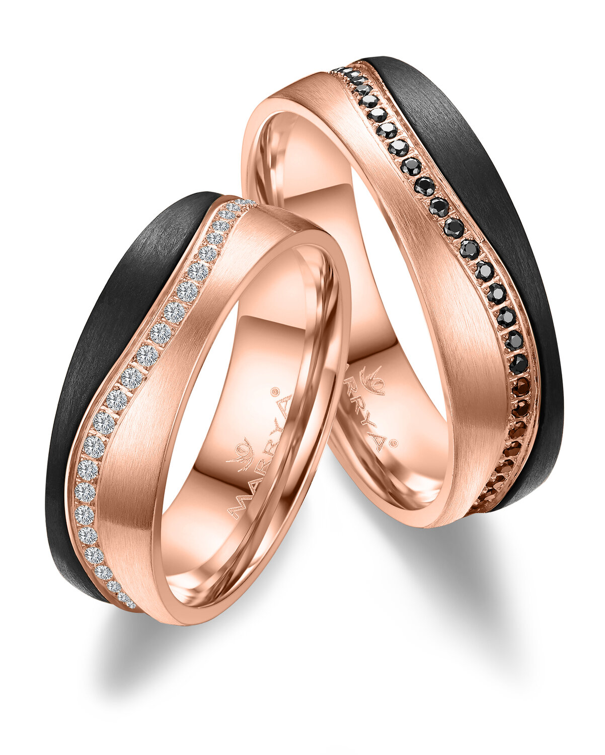 Trouwringen Carbon & Roségoud model 2202 | Stel uw eigen set samen