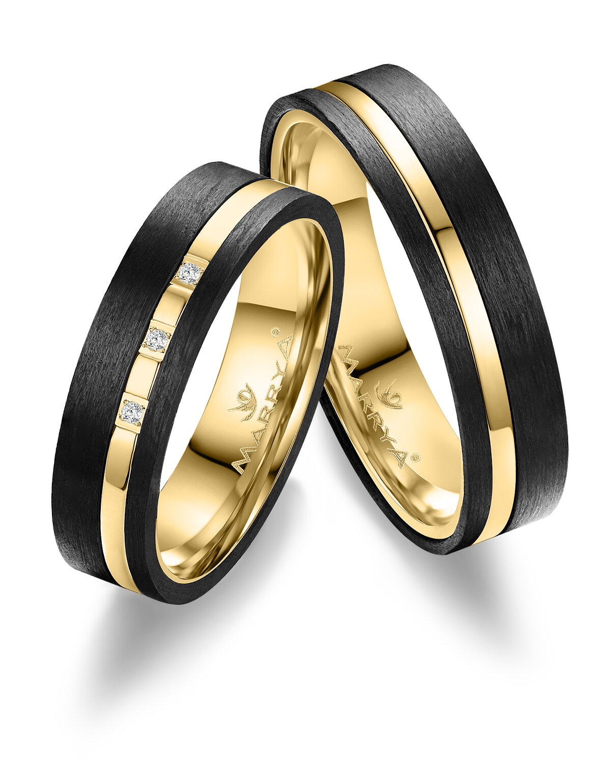 Trouwringen Carbon & Geelgoud model 2117 | Stel uw eigen set samen