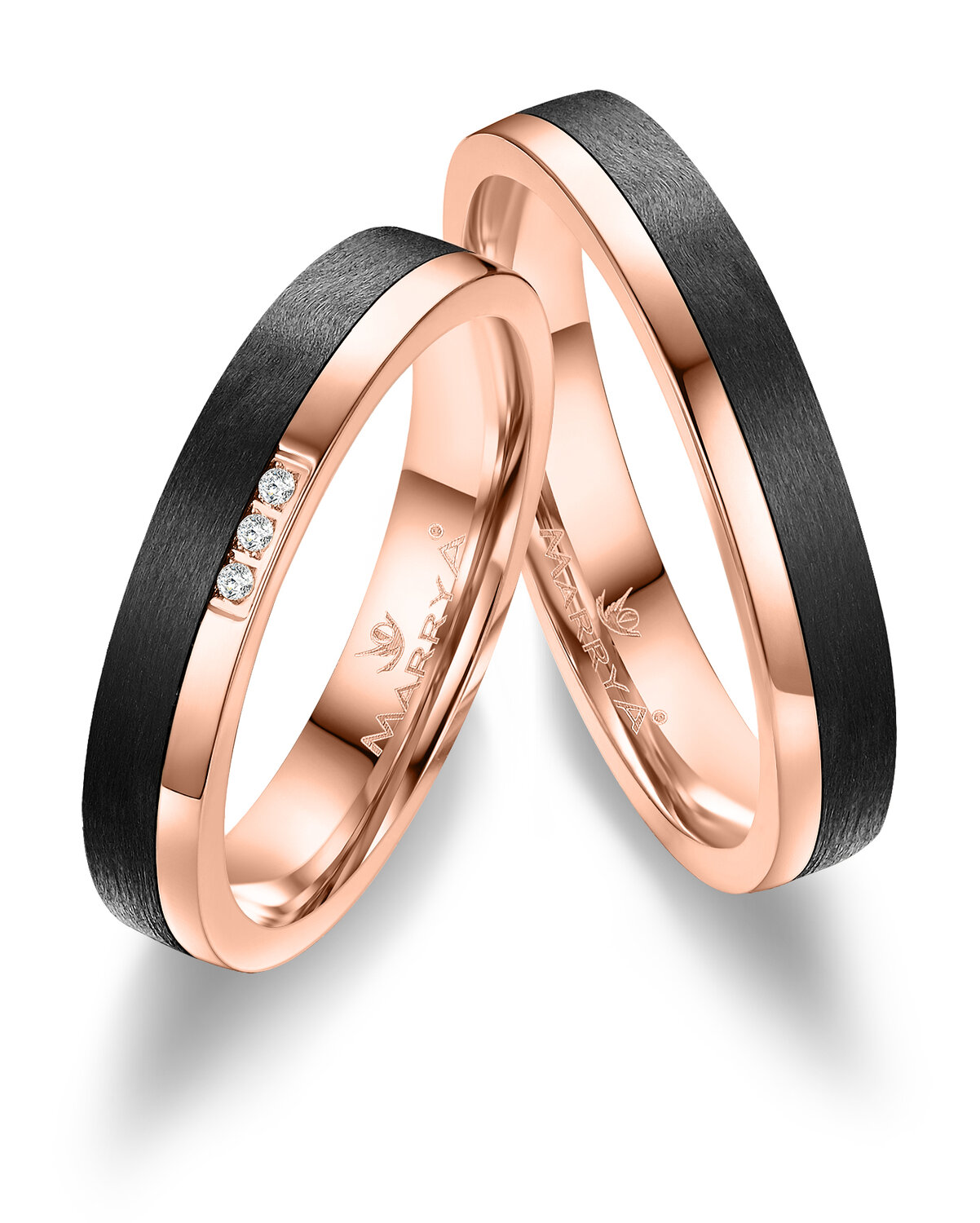Trouwringen Carbon & Roségoud model 2147 | Stel uw eigen set samen