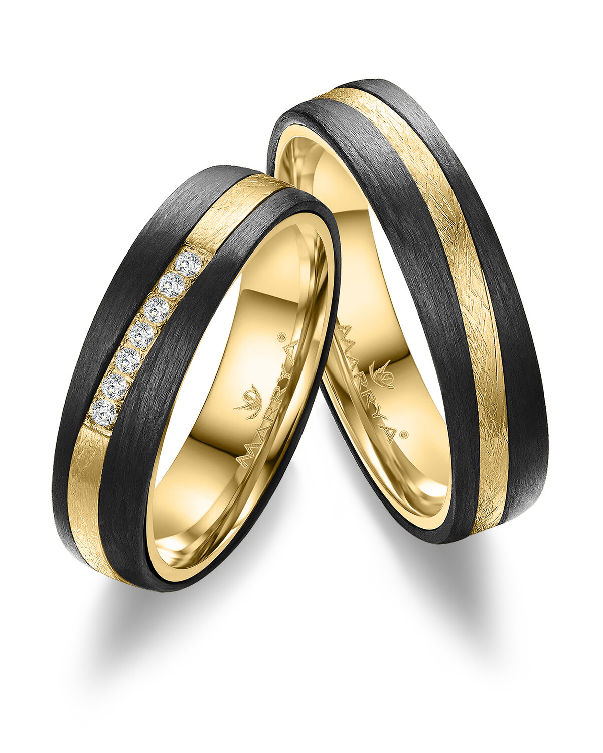 Trouwringen Carbon & Geelgoud model 2172 | Stel uw eigen set samen