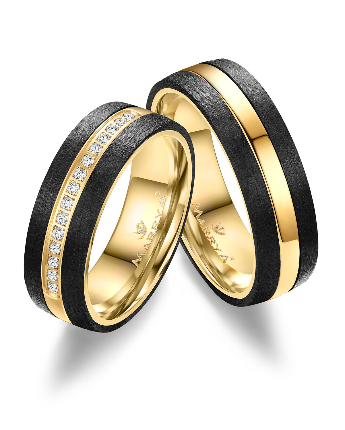 Trouwringen Carbon & Geelgoud model 2189 | Stel uw eigen set samen