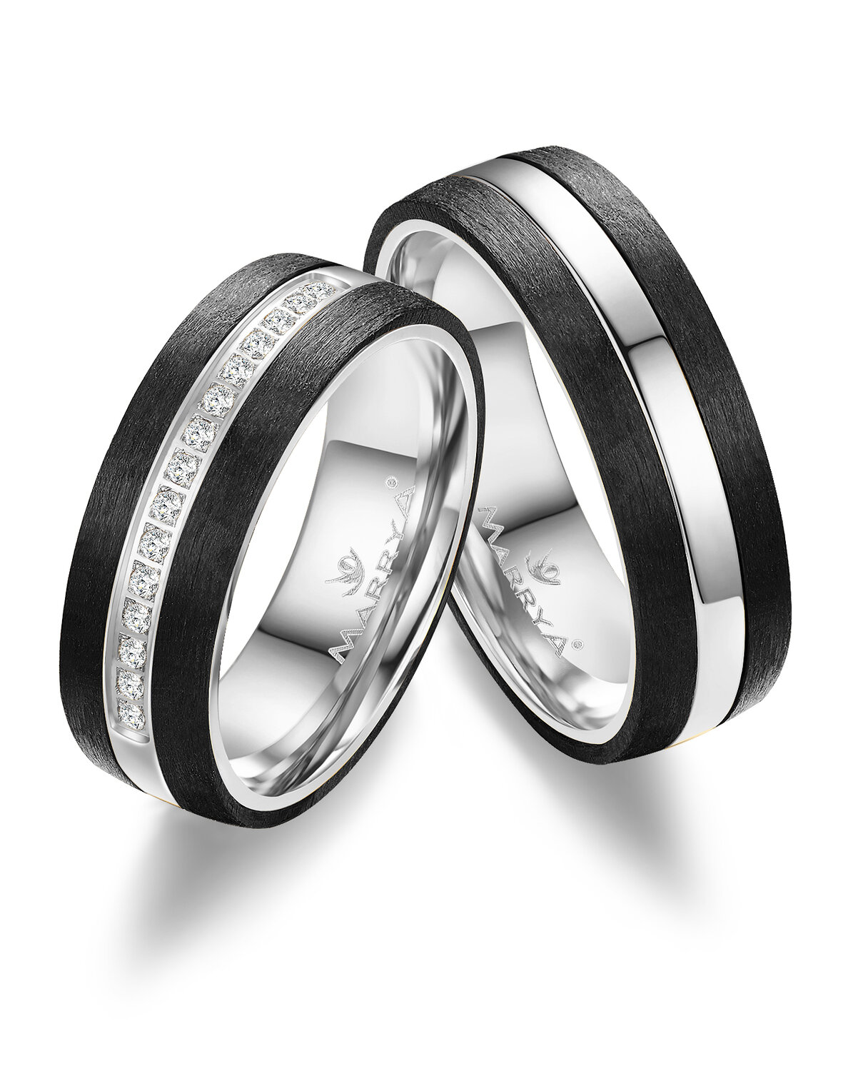 Trouwringen Carbon & Witgoud model 2189 | Stel uw eigen set samen