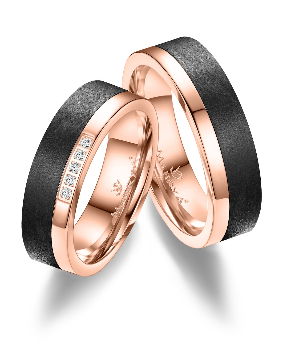 Trouwringen Carbon & Roségoud model 2159 | Stel uw eigen set samen