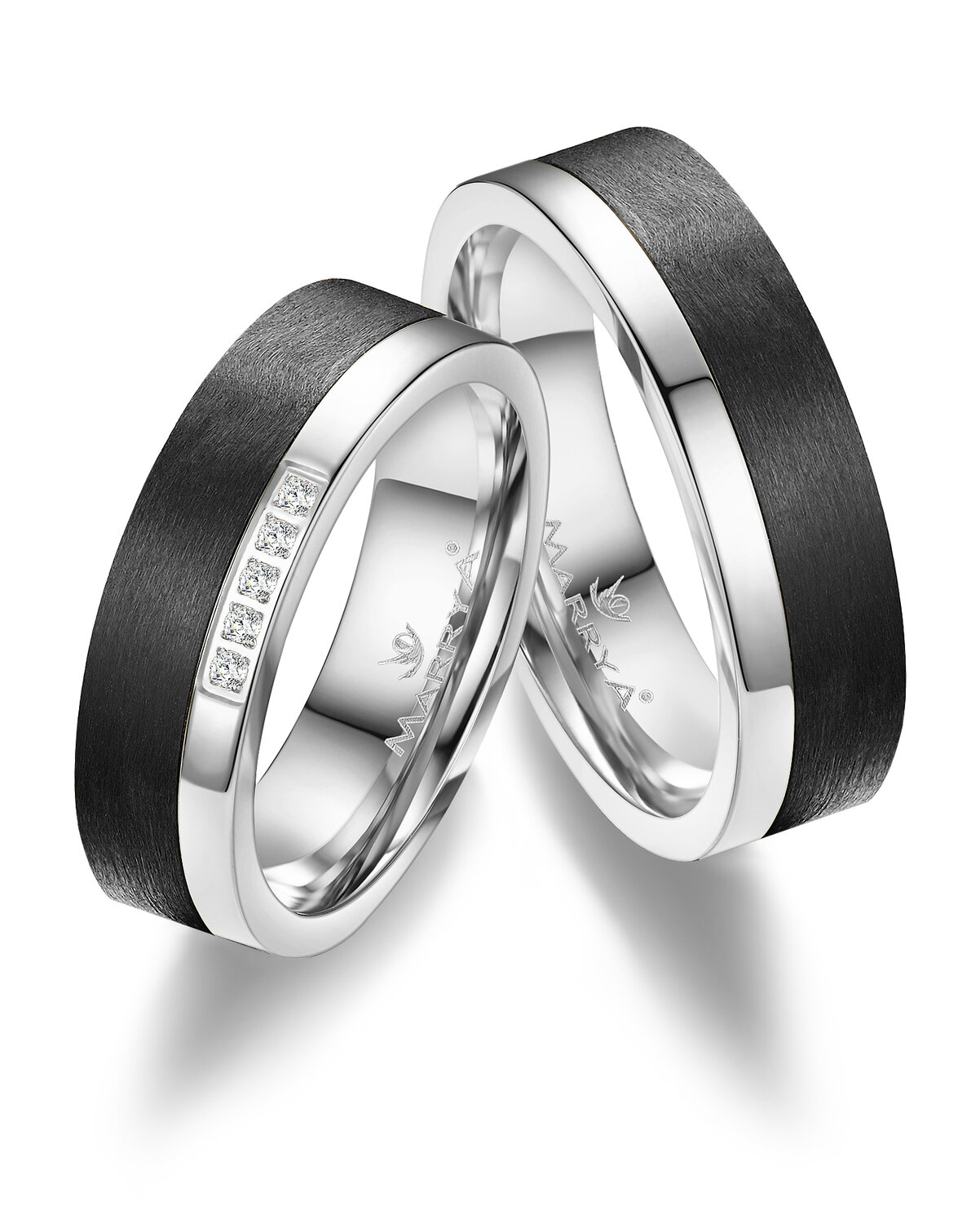 Trouwringen Carbon & Witgoud model 2159 | Stel uw eigen set samen