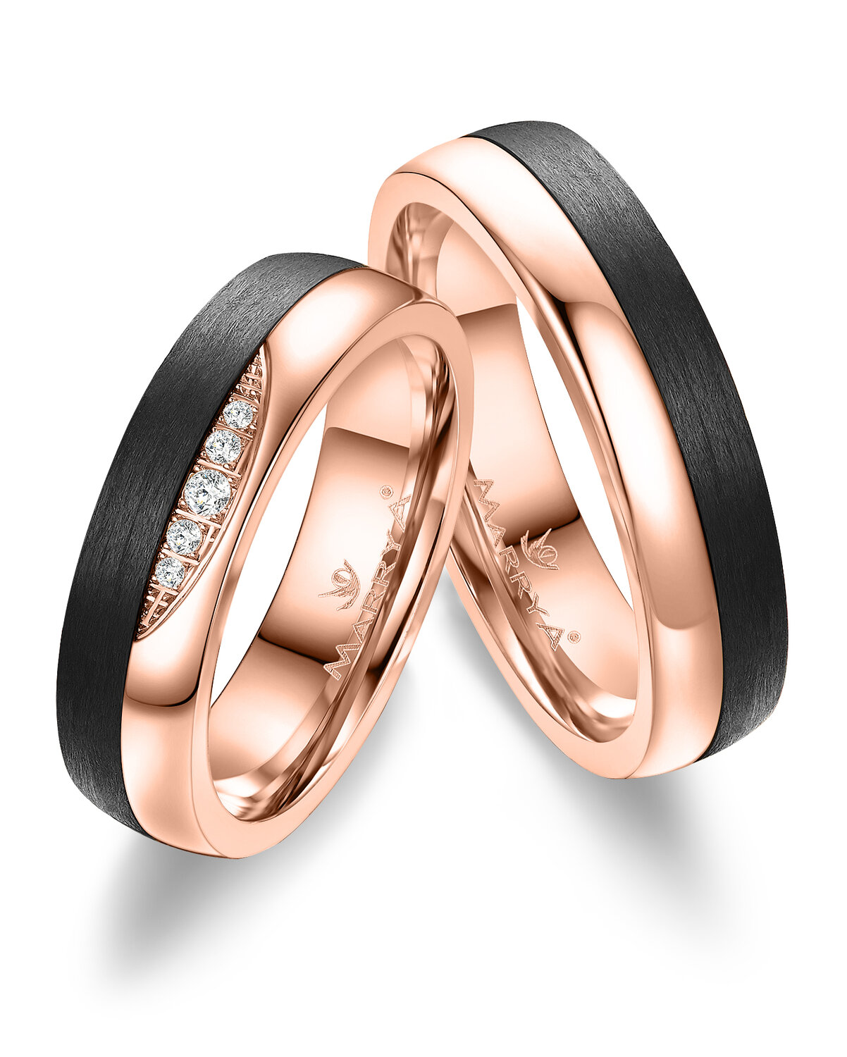 Trouwringen Carbon & Roségoud model 2128 | Stel uw eigen set samen