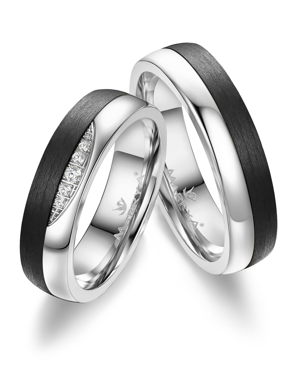 Trouwringen Carbon & Witgoud model 2128 | Stel uw eigen set samen