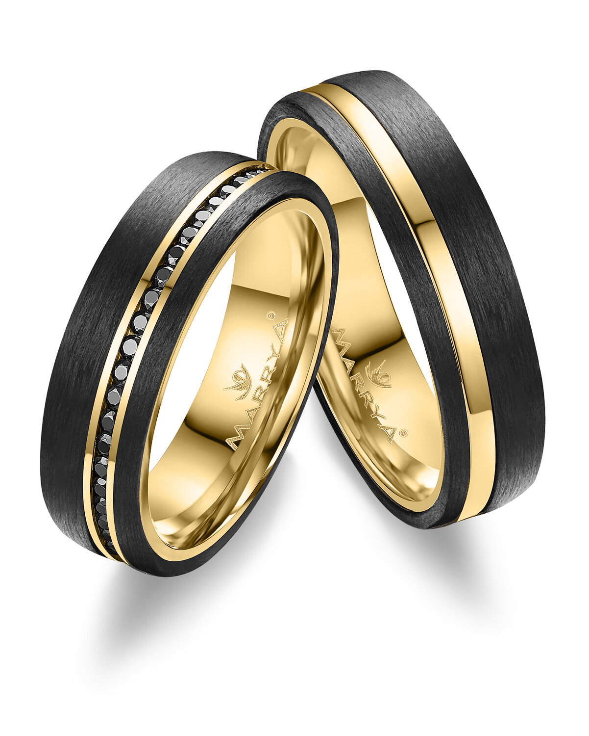 Trouwringen Carbon & Geelgoud model 2192 | Stel uw eigen set samen