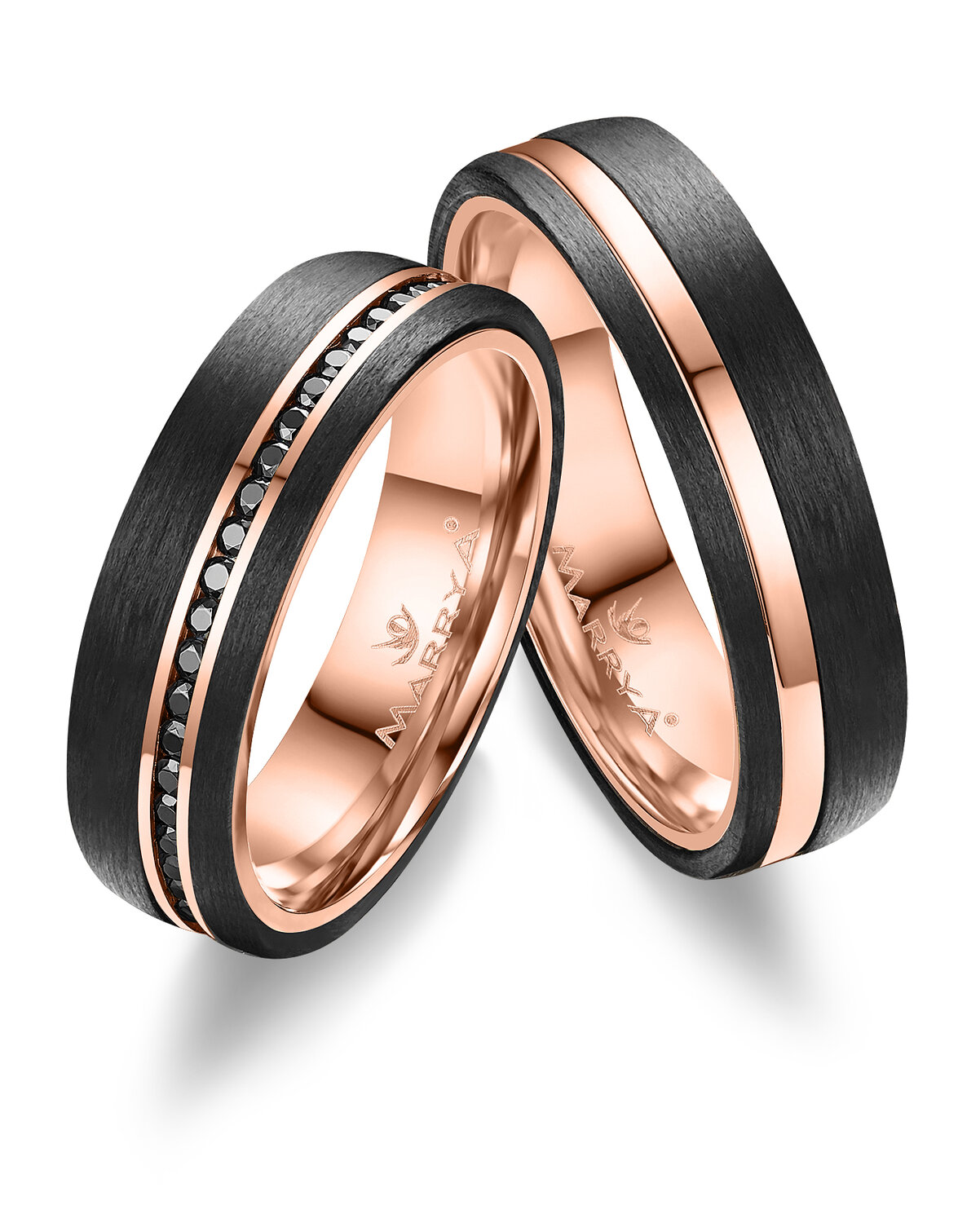 Trouwringen Carbon & Roségoud model 2192 | Stel uw eigen set samen