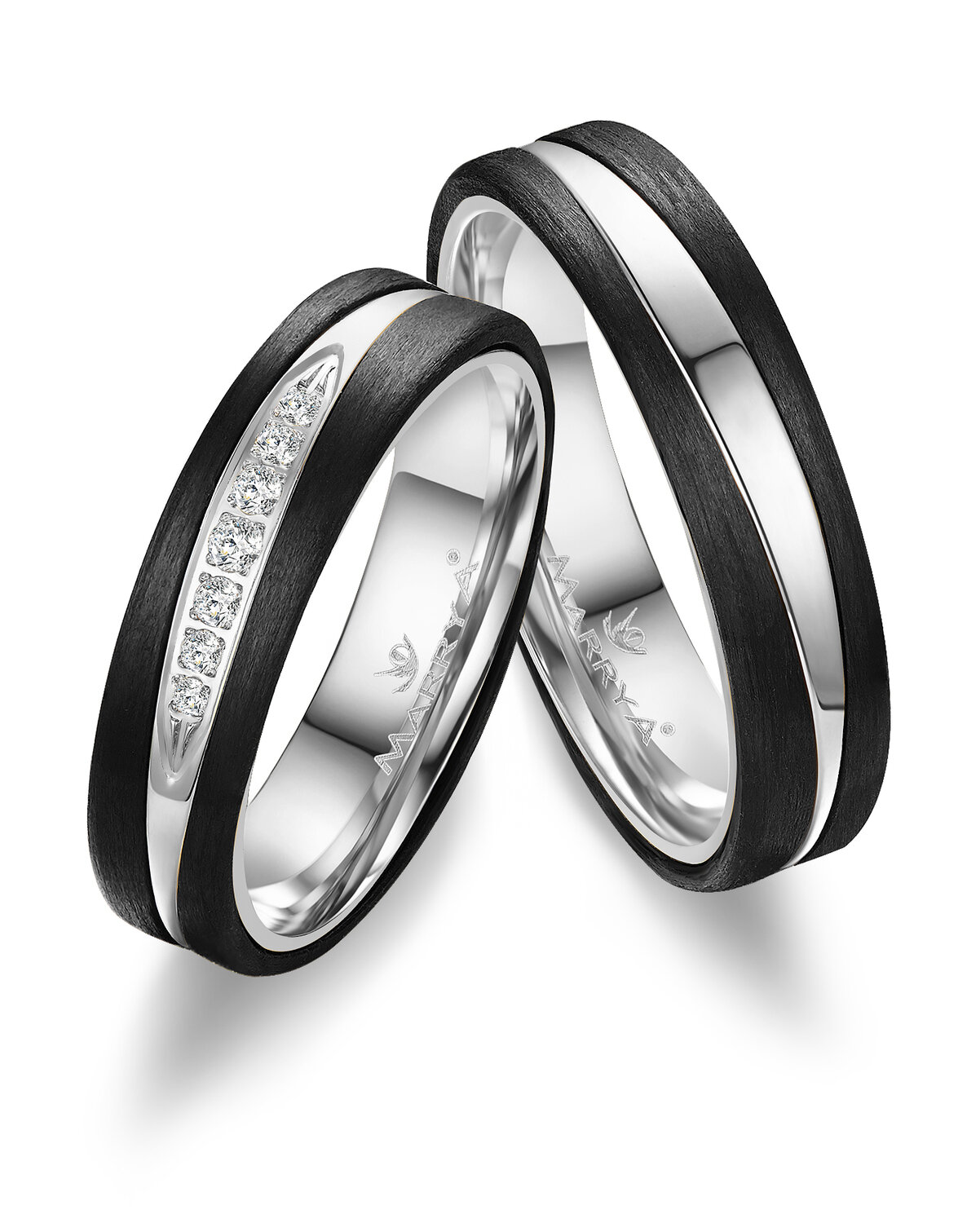 Trouwringen Carbon & Witgoud model 2162 | Stel uw eigen set samen