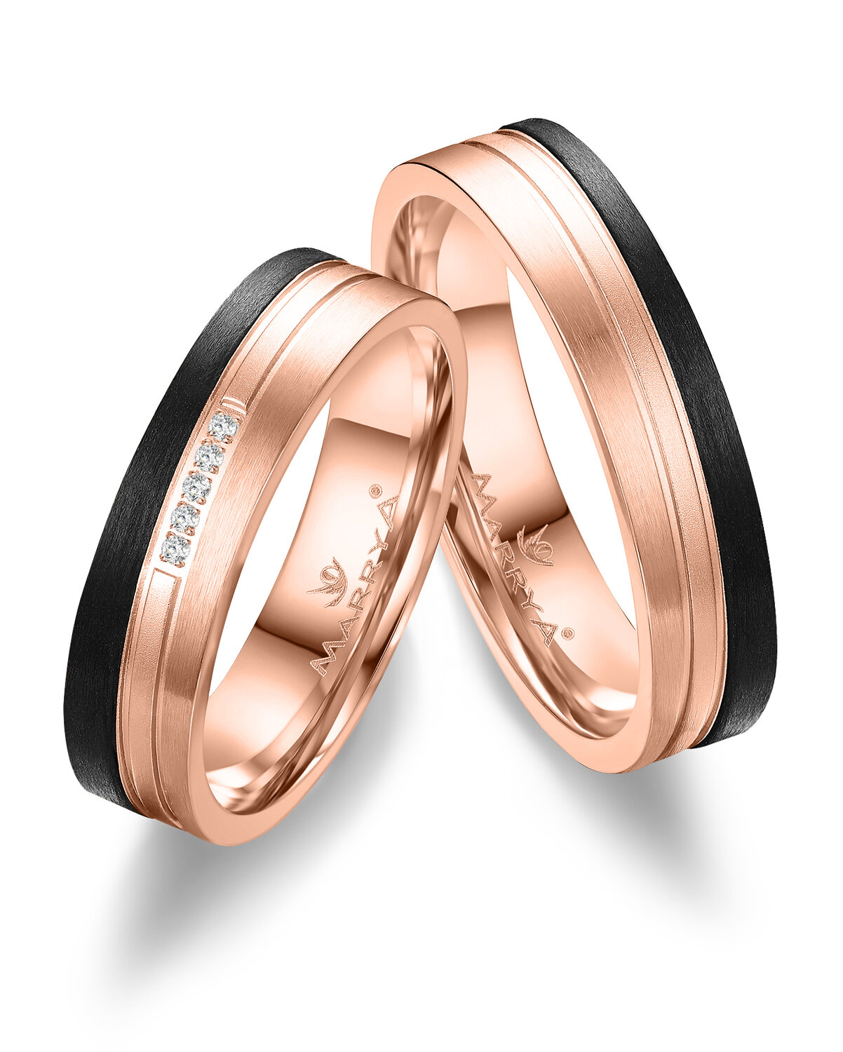 Trouwringen Carbon & Roségoud model 2134 | Stel uw eigen set samen