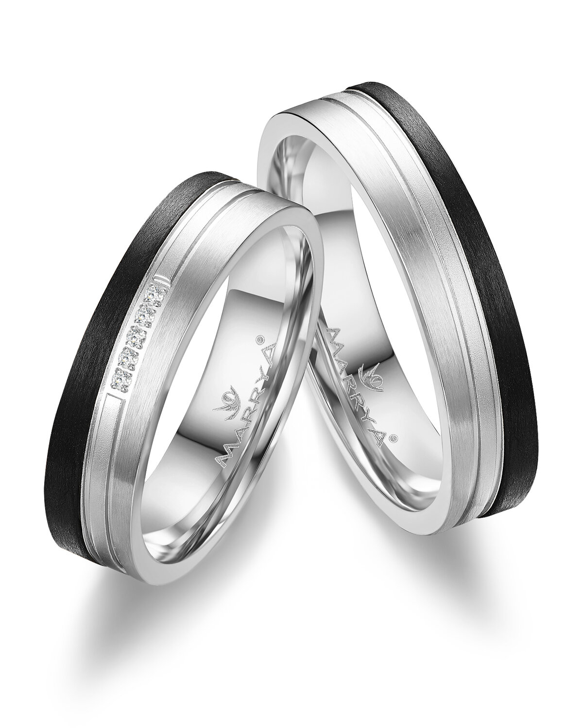 Trouwringen Carbon & Witgoud model 2134 | Stel uw eigen set samen