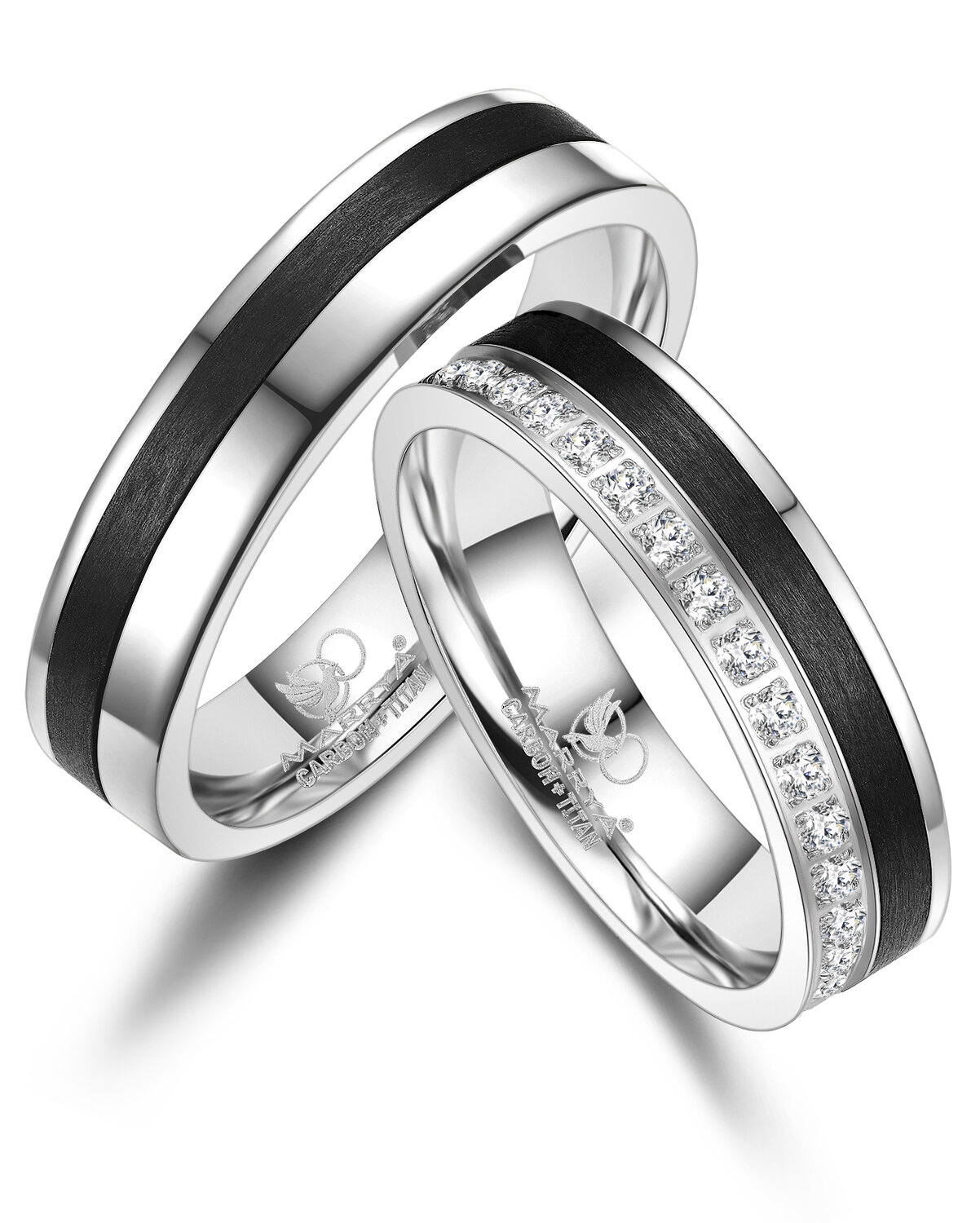 Vriendschapsringen Carbon & Titanium model 2042 | Stel uw eigen set samen