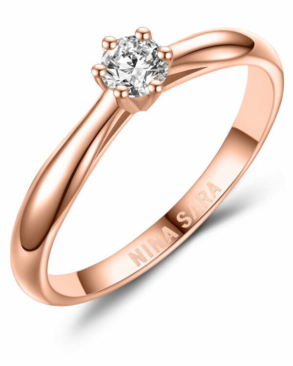 Aanzoeksring verlovingsring roségoud zirkonia of diamant model 16061