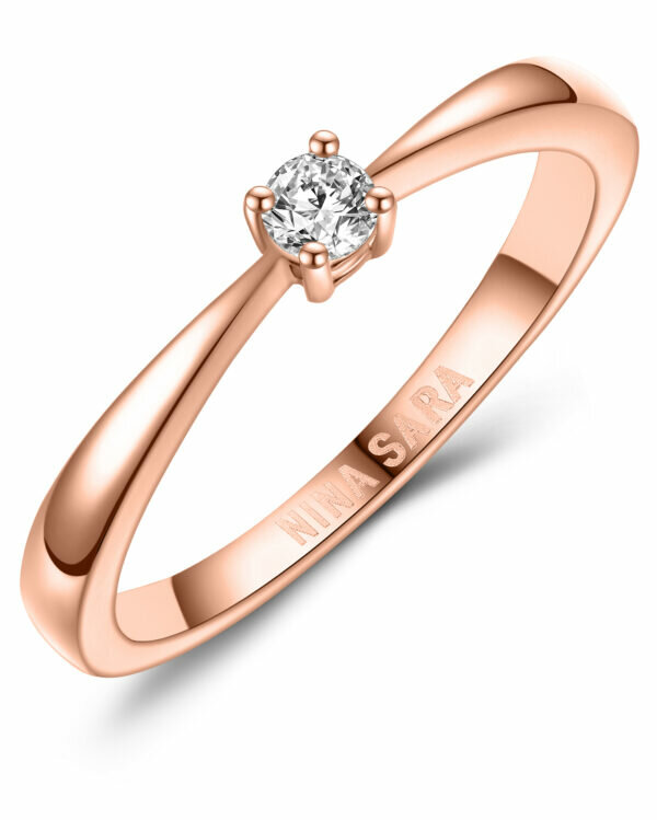 Aanzoeksring verlovingsring roségoud zirkonia of diamant model 16091